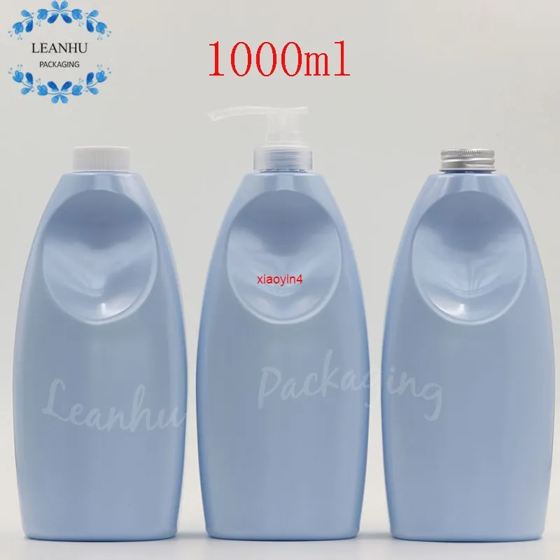 Bottiglie di imballaggio in plastica blu 1000ml, bottiglia di pompa di lozione shampoo, contenitori cosmetici vuoti, gel doccia / lavanderia detergente detersivo pacchetto bottigliasgood
