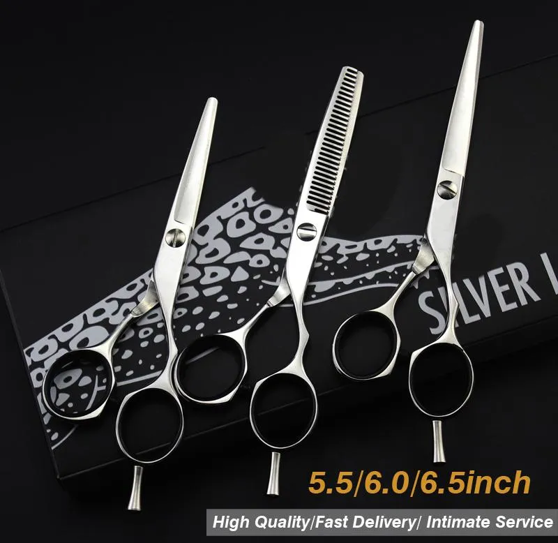 Forbici per capelli 6.0 "Vendita Silver Giappone Giappone 440C Parrucchieri di assottigliamento Shears Hairdresser Shaver Haircut