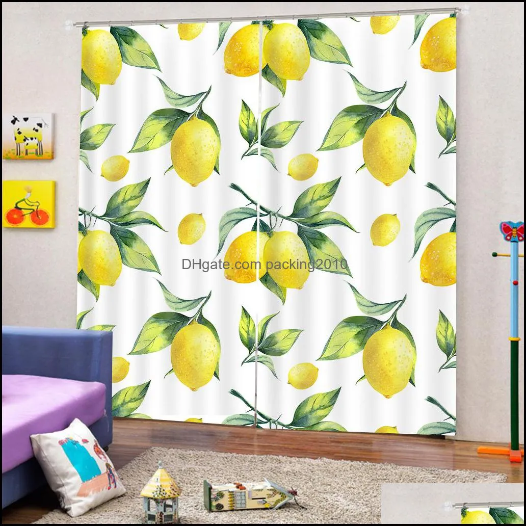 Photo fruit curtains 3D Curtain Printing Blockout Polyester Photo Drapes Fabric personality curtains