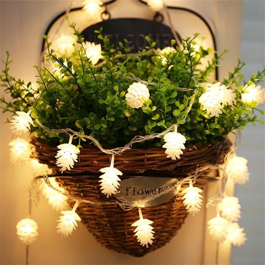 Decorazioni natalizie per la casa calda bianca pigna cordino light lampada xmas navidad nuovo anno decorazione ornamento di natale, moda
