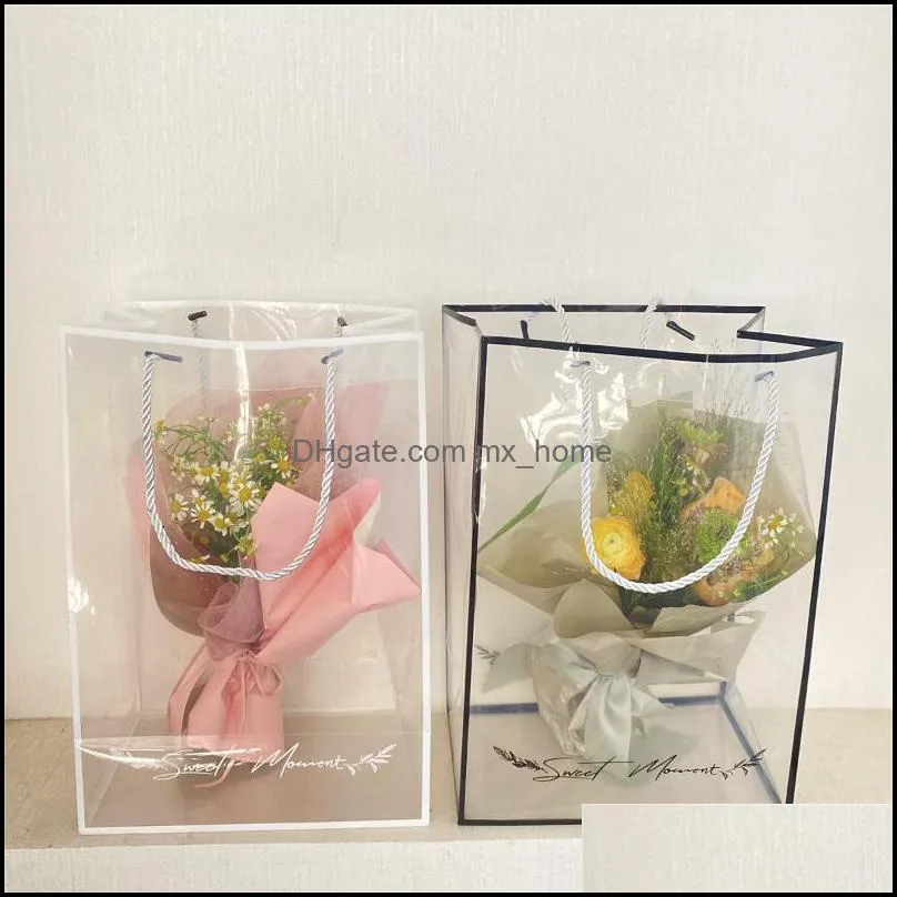 Emballage cadeau Fournitures de fête d'événement Festive Home Garden Kawaii PVC Sacs Forfaits de fleurs Cas pour les fêtes des mères Festival Boîtes de fleurs de Noël