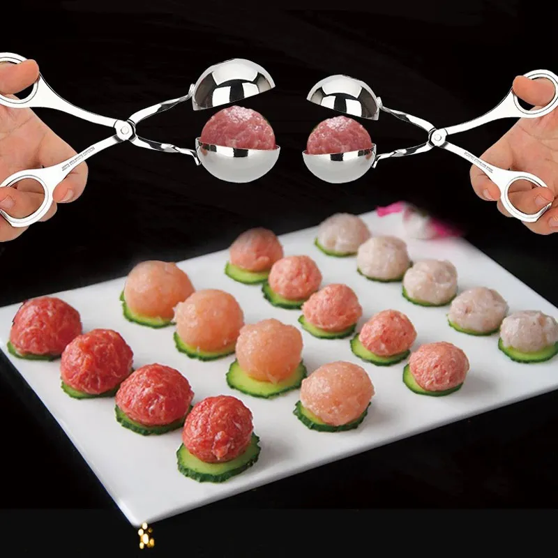 Kitchen Convenient Meatball Maker Stainless Steel Stuffed Meatball Mould Clip DIY Fish Meat Rice Ball Make Spoon Meatball Tools