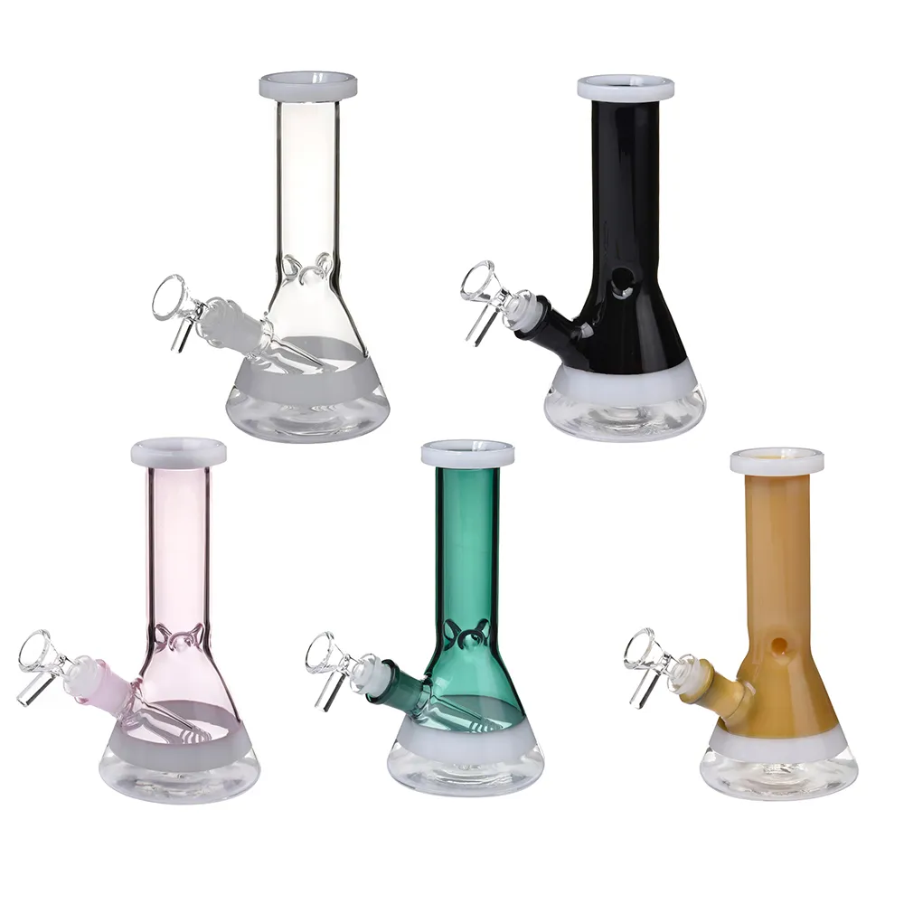 Glas vatten rör rök 18mm kvinnlig gemensam 200mm lång heady oljeplatta bubbler bong flera färg hookah