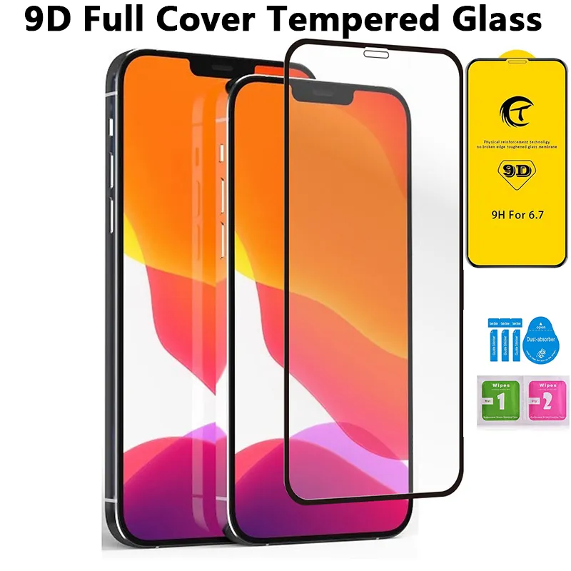 9D telefoonschermbeschermers voor iPhone 14 13 12 11 Pro Max XR XSMax 7 8 Plus Anti-Scatch Tempered Glass