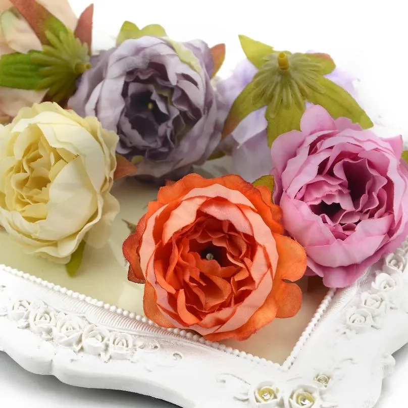 10 sztuk 5 cm sztuczna głowica kwiatowa piwonia do dekoracji ślub