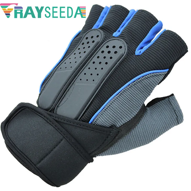 Rayseeda Half Finger Weight Podnoszenie Rękawice Pull Up Gym Rękawica Kolarstwo z podparciem nadgarstka dla mężczyzn Kobiety Fitness Trainning Sports Q0107