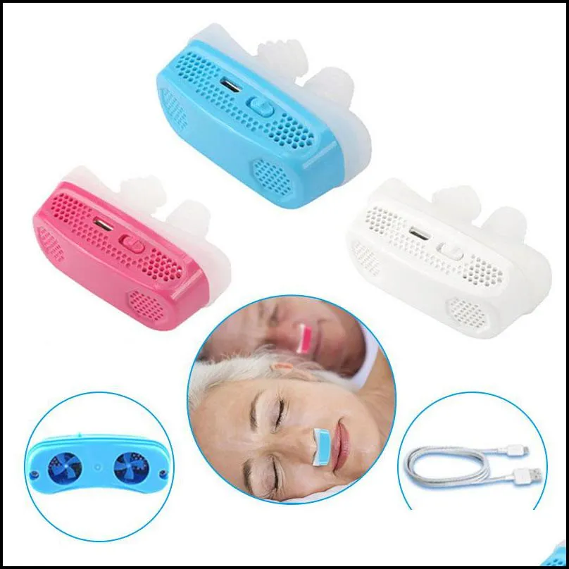 Upgrade Electric USB Anti Snoring CPAP Nose Stopping Breathing Air Purifier Silicone Nose Clip Apnea Aid Device Relieve Sleep