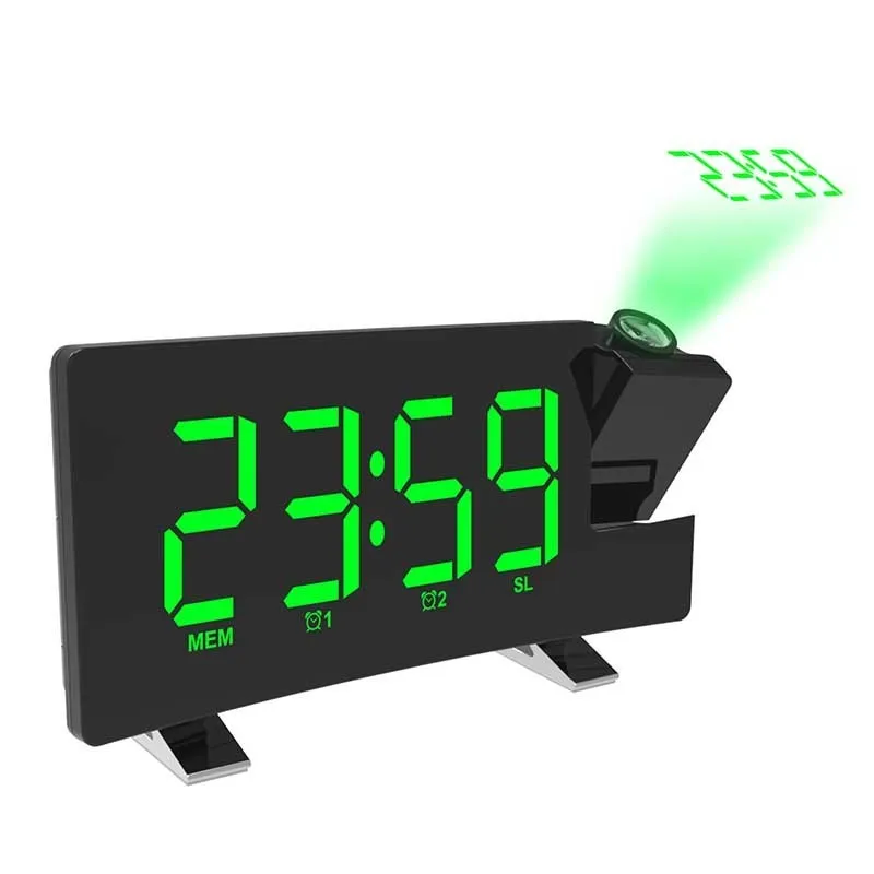 FM76-108 Band Radio Clock Digitale 8 Inch LED-projector Projectie Snooze Wekker Radio Timer Backlight 3W Speakers Home LJ201204