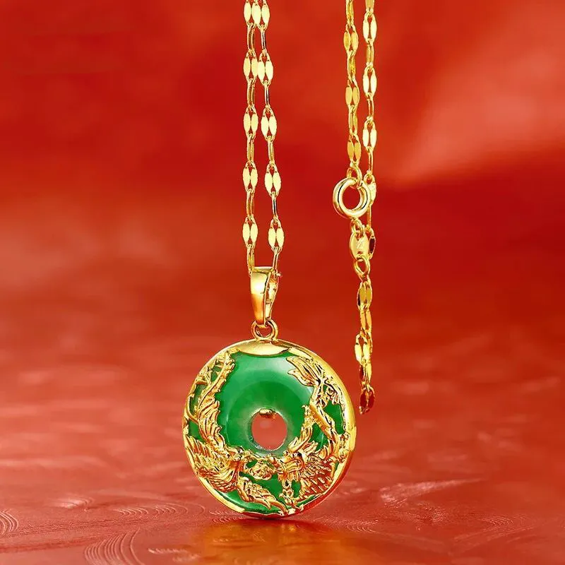 Collana Con Ciondolo A Forma Di Drago In Giada Verde Genuina - Foto 5