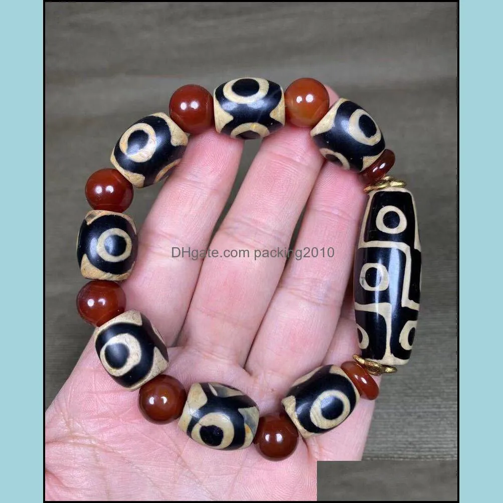 Factory Wholesale Agate Three-Eye Tibet Beads Bracelet Mens Tibet Beads Agate Bracelet Wholesale Live Supply