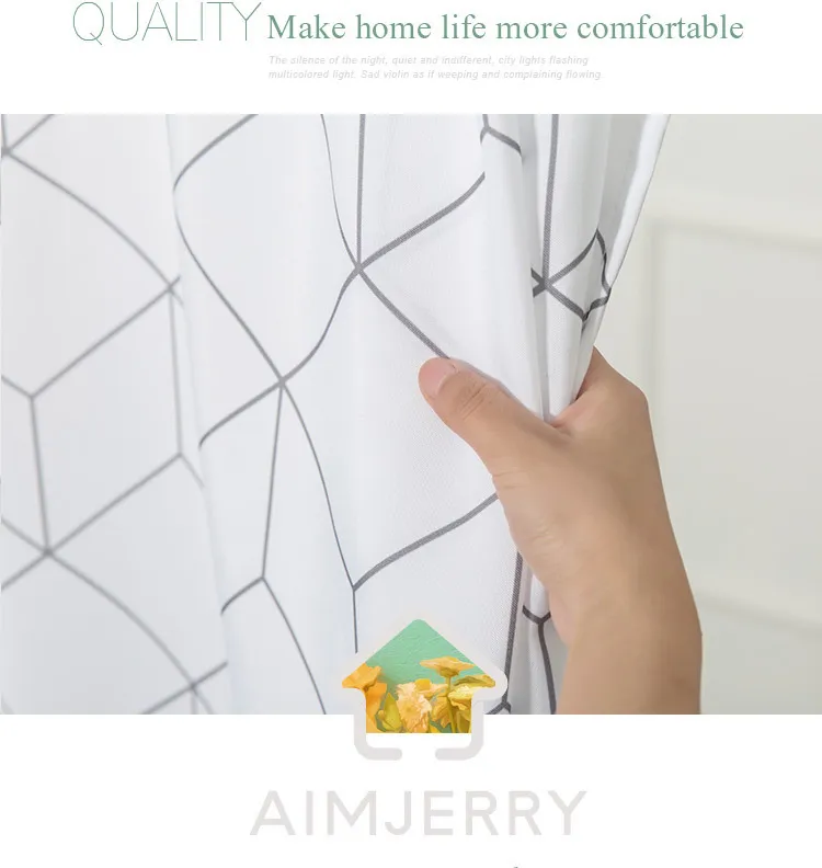 Aimjerry White And Grey Bathtub Bathroom Fabric Shower Curtain With 12