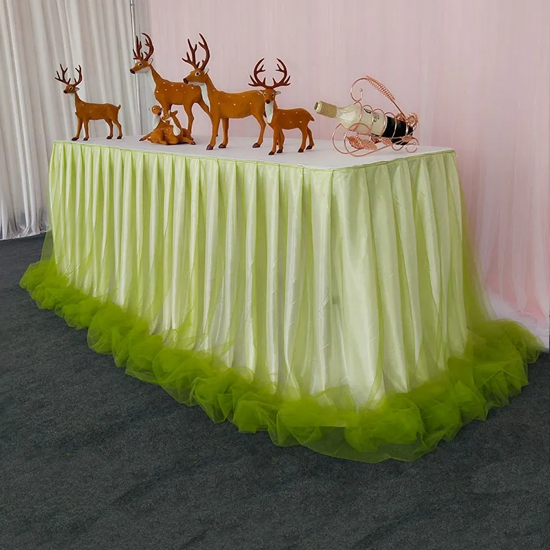 Chiffon Organza Wedding Table Skirt for Table Cloth Party Wedding Birthday Party Baby Shower Banquet Decoration Table Skirting 201274a