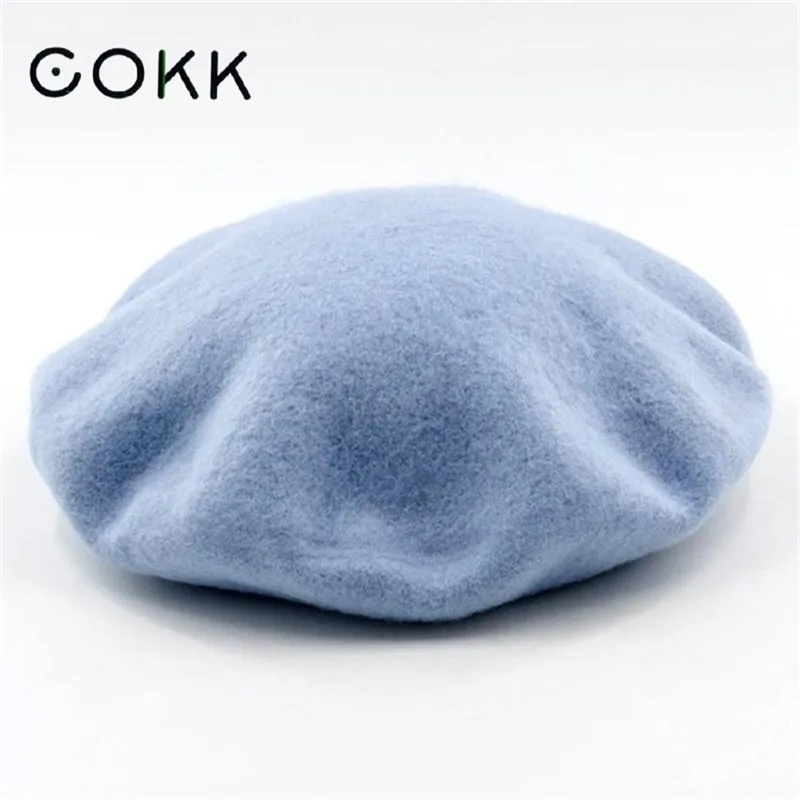 COKK Lady Beret Invierno Sombreros de lana de punto con forro Nueva llegada Buena calidad Beanie Boinas Sombrero para mujeres Boina Y201024