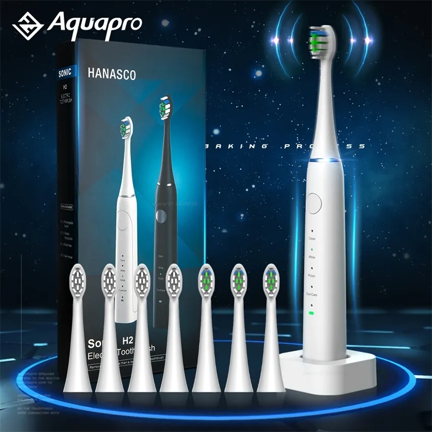 Electric Sonic Toothbrush Octopus Brush USB Ultrasonic Oral Care es 8 Heads Adult Waterproof 220224