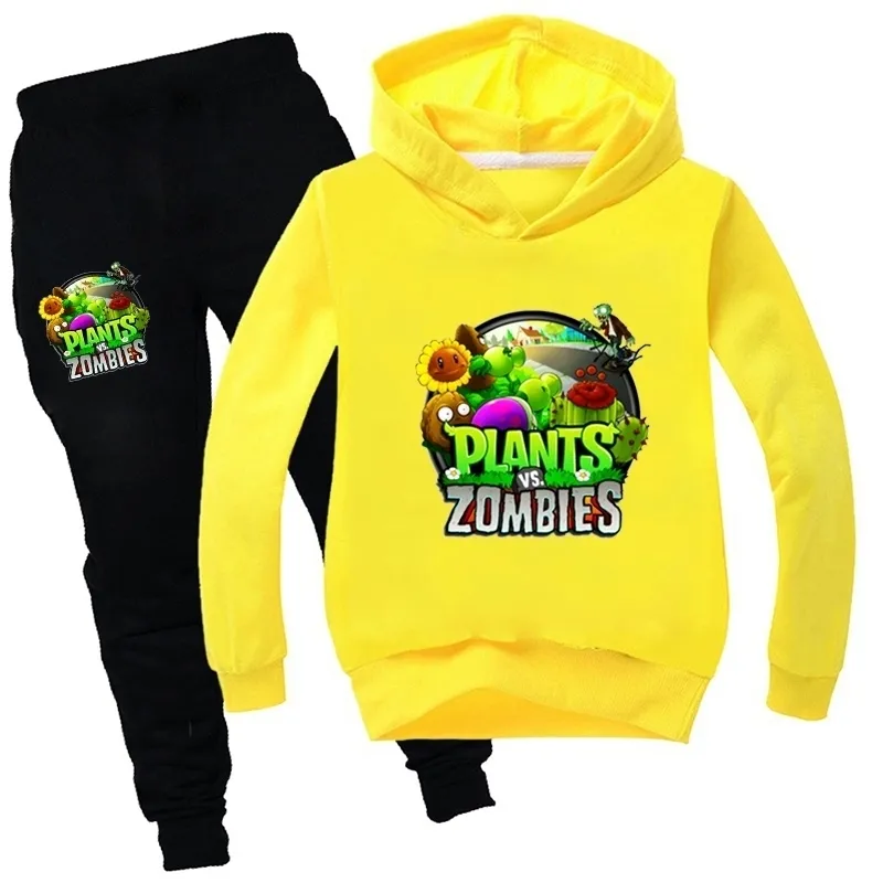 Plants Vs Zombies Kleinkind Herbst Kleidung Jungen Baumwolle Mädchen Tops und Hosen Sets Boutique Kinder Kleidung Trainingspak Kinderen 201126