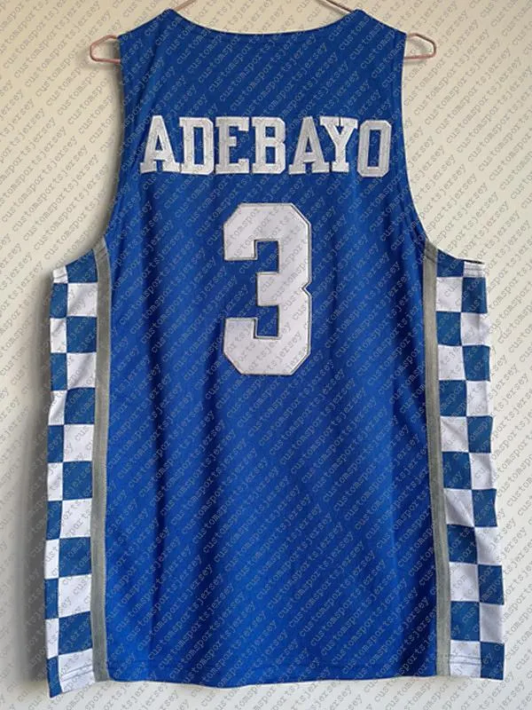 Bam Adebayo Jersey Kentucky Wildcats Bleu Blanc Cousu Personnalisez n'importe quel numéro de nom HOMME FEMME JEUNESSE maillot de basket-ball