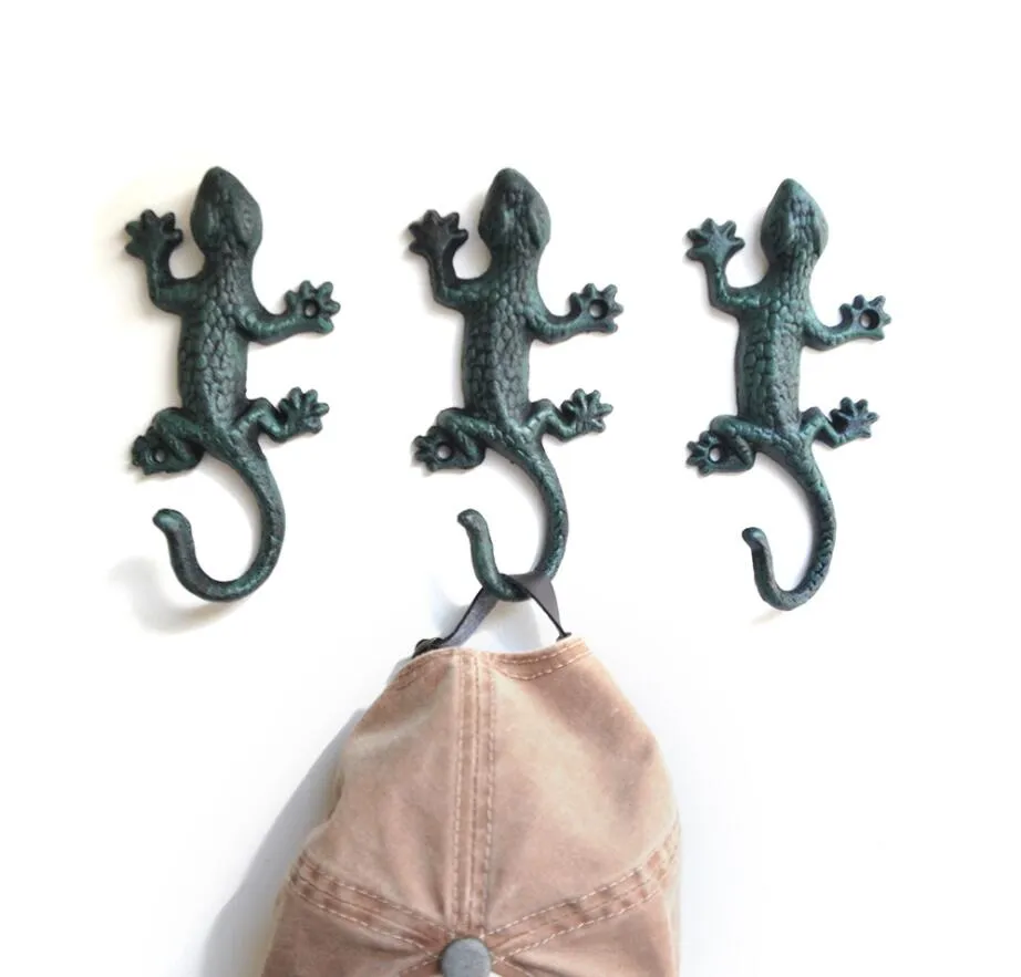 Iron gecko hooks American cast rails Zakka groceries garden decoration curtain hook country style