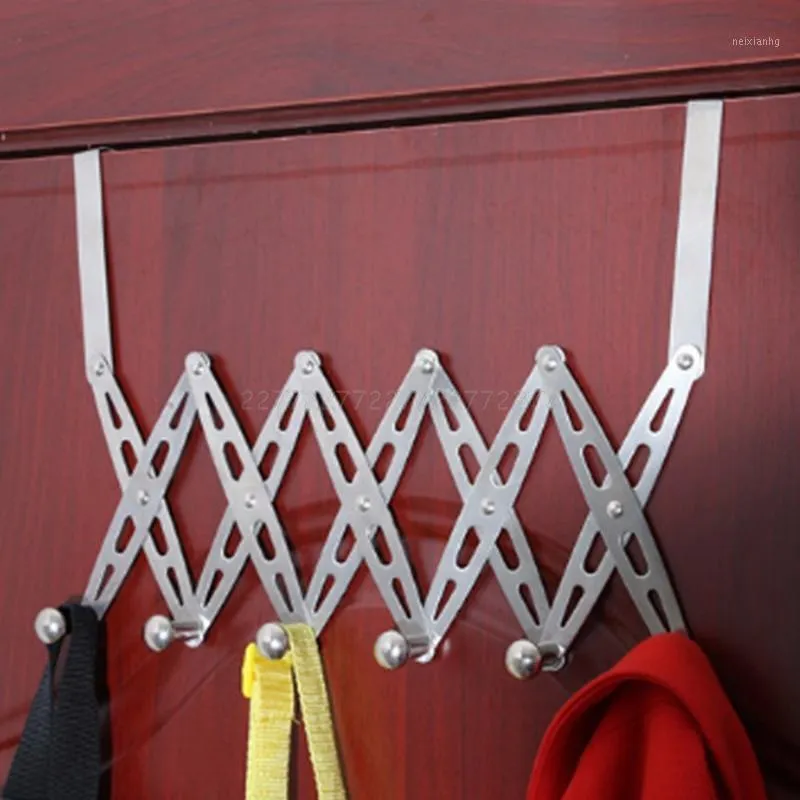 Hooks Rails Door Hook Rack rostfritt stål 6-krok hängare flexibel dekorativ vägghylla kök arrangör badrummetall a10 19 dropship1