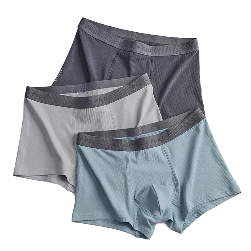 Caleçon pour homme Solid Striped Boxer Shorts Traceless Confortable Respirant Mens Underwear