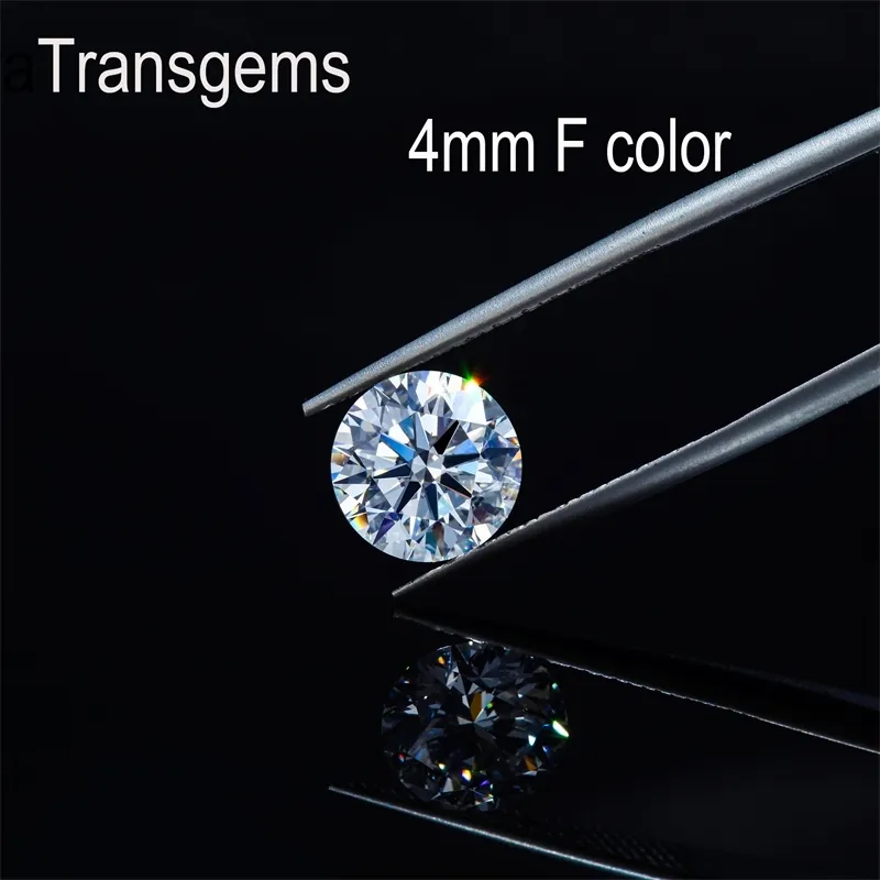 TransGem 1pcs 4mm 0.25ct ct F Colorless Hearts and Arrows Cut Moissanite Loose Stone Moissanite Diamond Gemstone for Jwelry Y200620