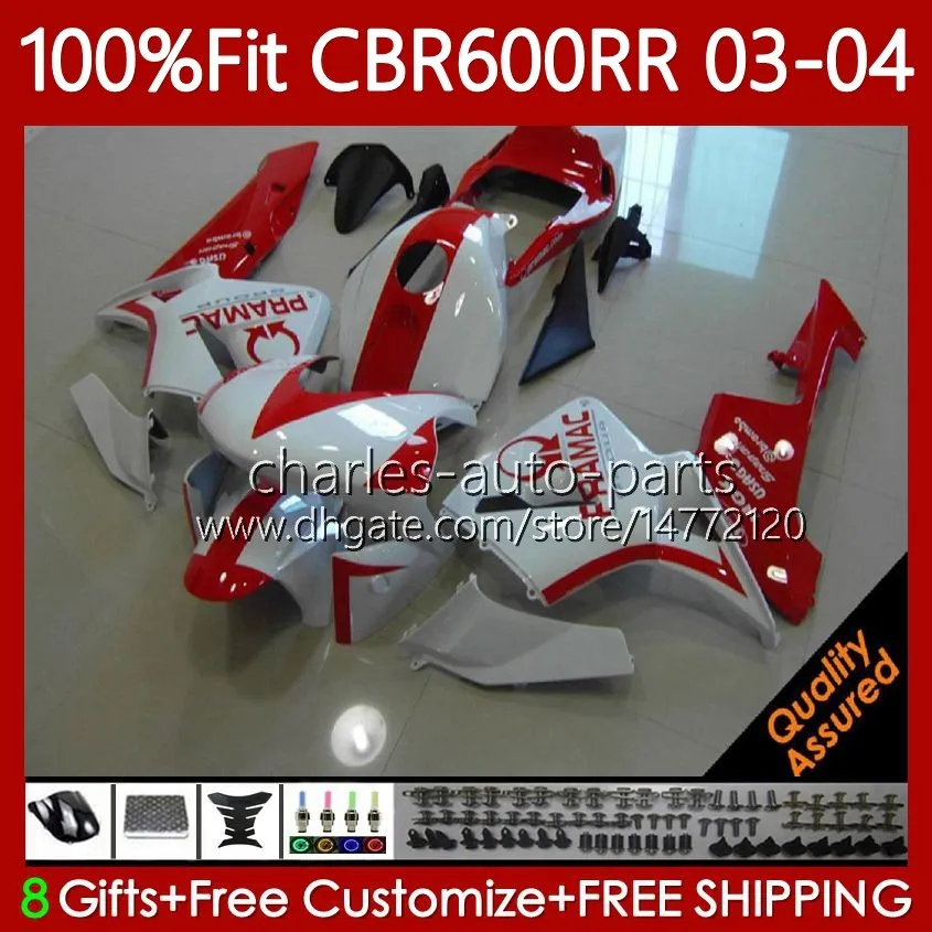 Carénages OEM pour HONDA CBR600F5 CBR 600 RR F5 CC 2003 2004 Corps 71No.97 CBR 600CC 600RR 600F5 03-04 CBR-600 CBR600 RR CBR600RR PRAMAC ROUGE 03 04 Moulage par injection Carrosserie