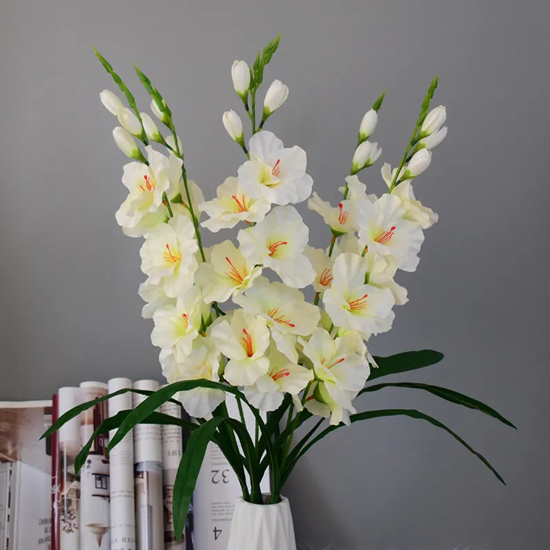 10 Stck knstliche Gladiolen aus Seide  echter Touch knstlicher  Orchideenstrau fr Hochzeit, Party, Zuhause und Festival, Tischdekoration