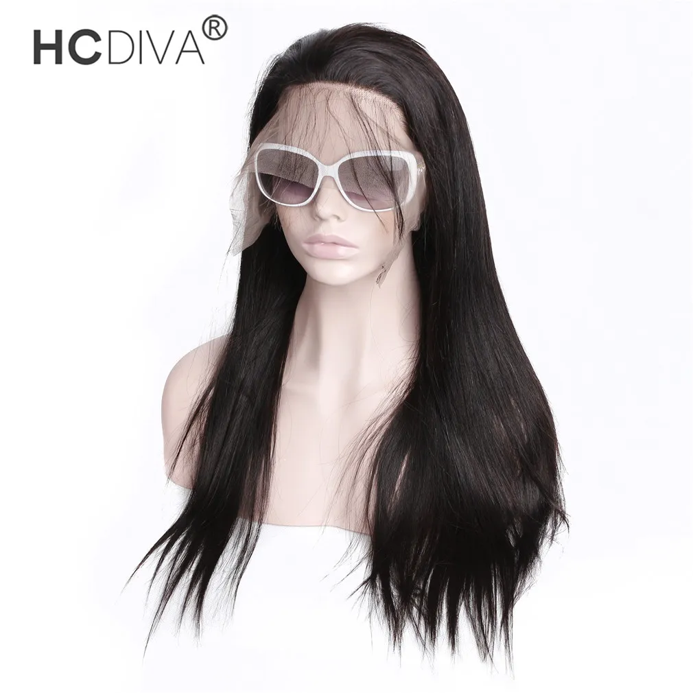13*4 Lace Front Human Hair Wigs Brazilian Virgin Hair Straight Middle Part Lace Frontal Wigs for Black Women Per Plucked 150% Density
