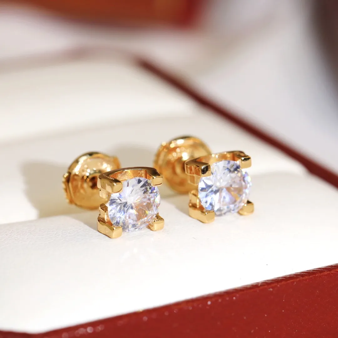 C Legers Diamonds Küpe En Kaliteli Saplama Lüks Marka 18 K Yaldızlı Çiviler Kadın Marka Tasarım için Yeni Satış Elmas Zarif Hediye 925 Gümüş 5A Küpe