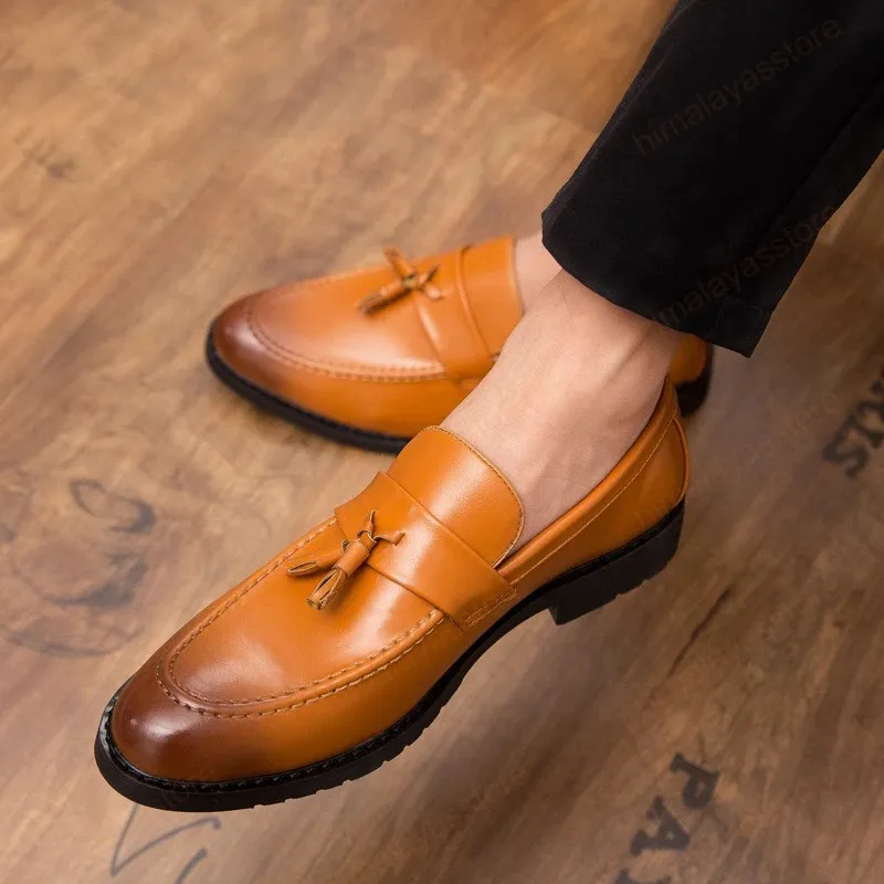 Lyx Herrklänning Skor Tofsar Loafers Business Formell Skor Herr Bröllopsklänning 2020 Zapatos De Hombre De Vestir Formal