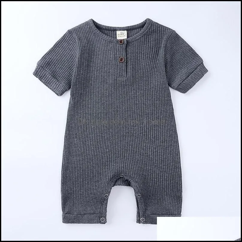 11 Colors Summer Kids Clothing Infant Romper Short Sleeve Toddler Jumpsuit Solid Knitted Pit Cotton Newborn Baby Boys Girls Clothes