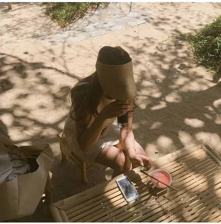  ladies uv roll up korean sun visor hat women sun visor straw sun visor caps (25)