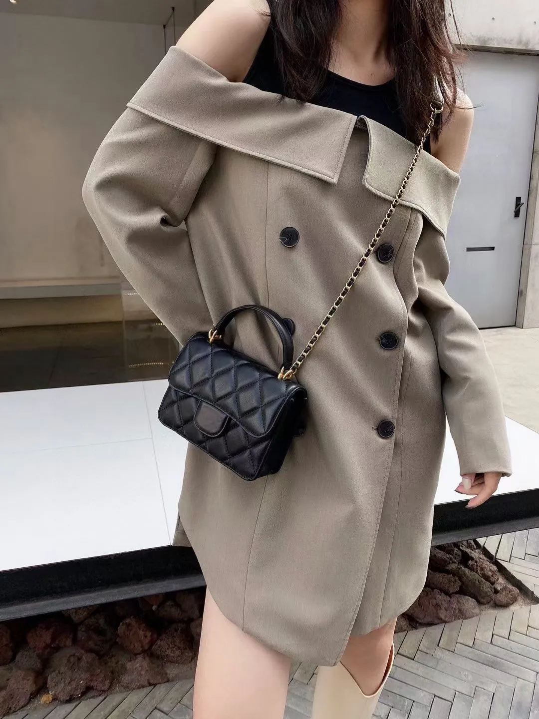 Brand design luxury women small tote bags lamb leather crossbody gold chain wallet classic fashion handbags