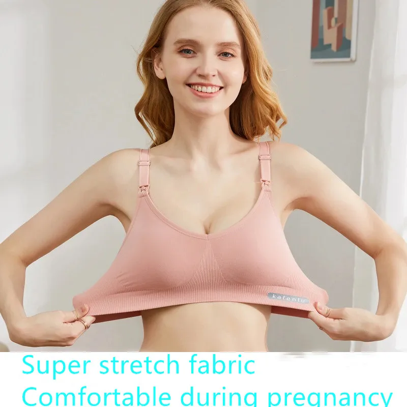 Breastfeeding underwear pregnant women without steel ring gathered to  prevent sagging before opening and postpartum nursing cotton bra thin
