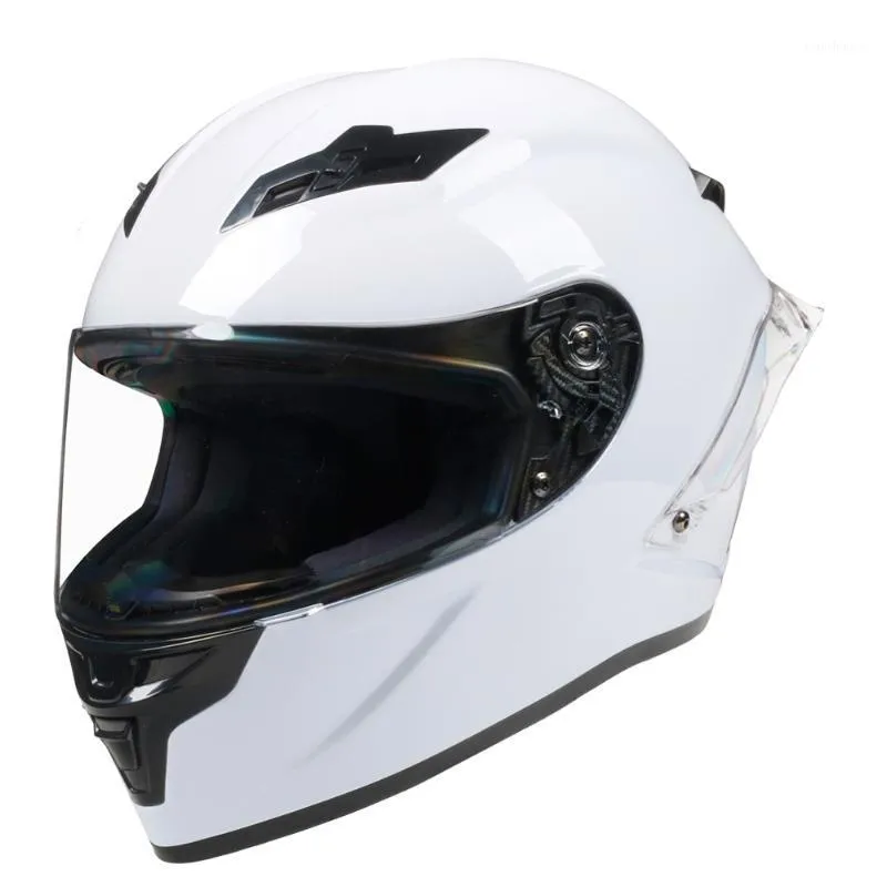 Full Face Motorcycle Helmet Gloss White Full Racing Casco Moto DOT