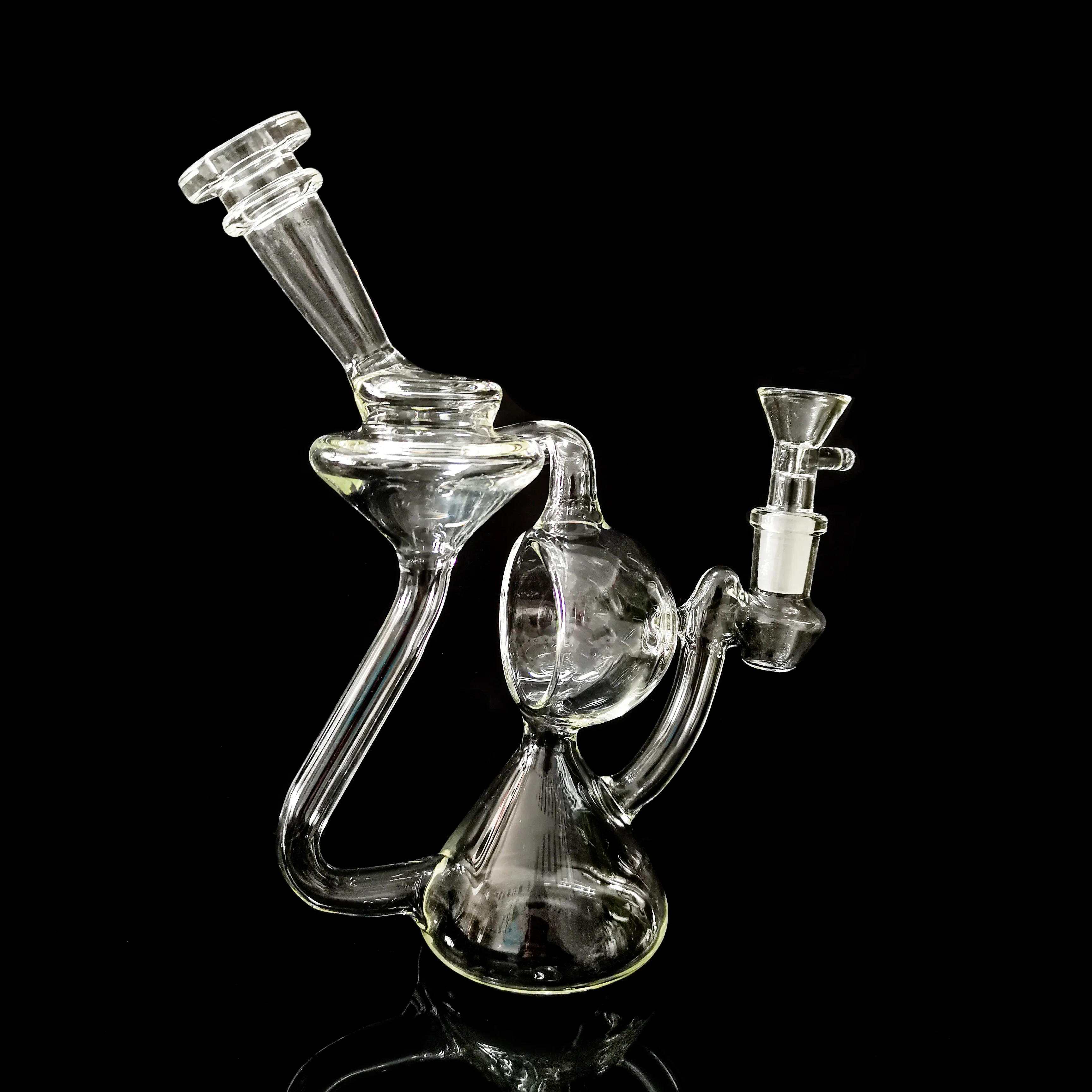 8 pouces en verre Bong Rig dans les narguilés Fumer Pipe Recycler Oil Dab Rigs Transparent Water Bubbler Pipes Bongs en verre percolateur avec 14mm Male Joint Clear Bowl Vente en gros