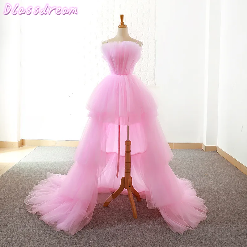 Pink Homecoming Dresses 2020 New Tiered Layers Sweep Train Short Front Long Back Prince Evening Gowns Graduation Blue Prom Dress