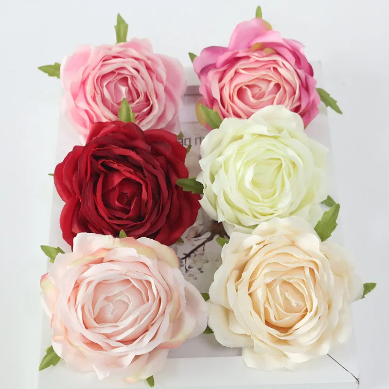 Flone High Quality Artificial Flower Head Retro Rose Head Silk Flower Wedding Christmas Party Decor Flores (11)