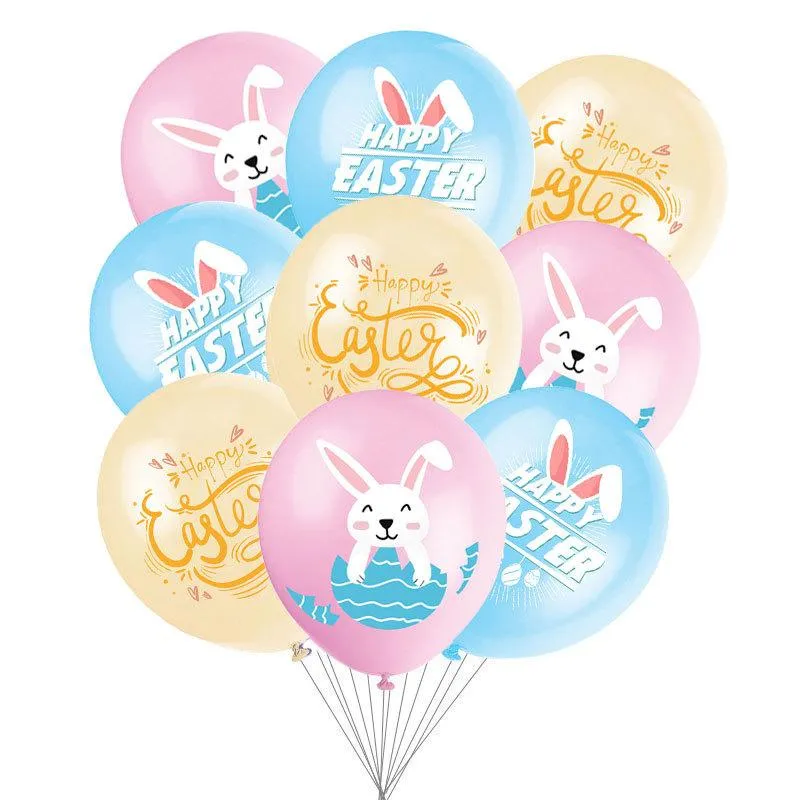 Happy Easter Egg Banner Flag Decoration Hanging Rabbit Garland Bunny Latex Home Easter Birthday Wedding Party Colorful Bunting