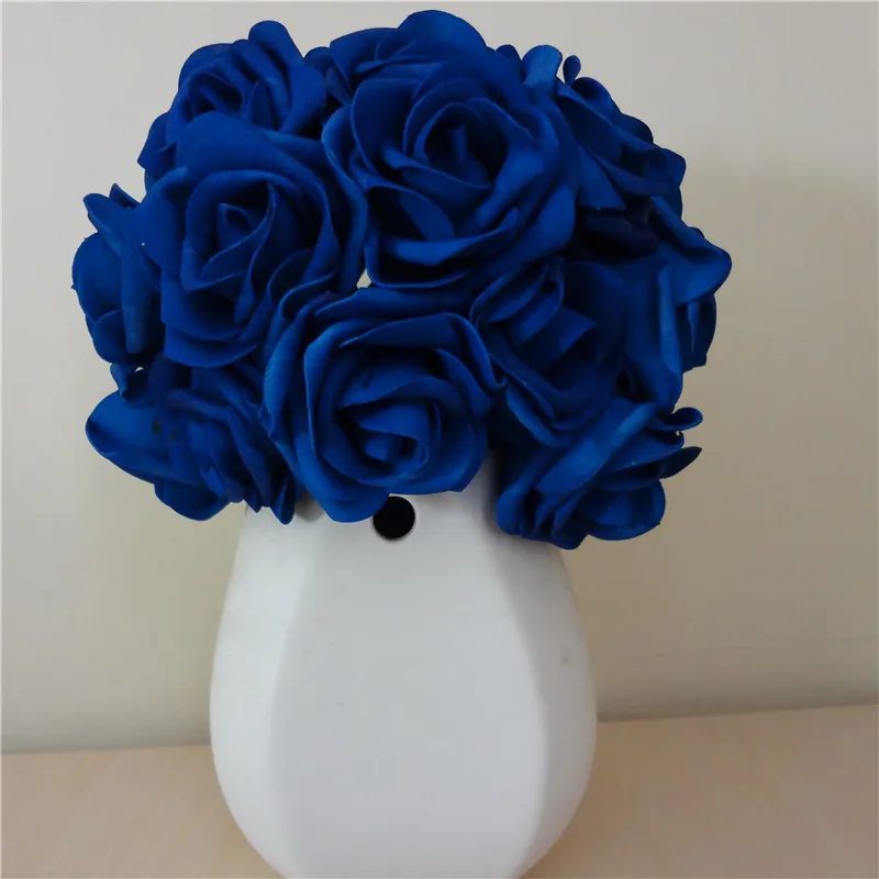 100x Sztuczne Kwiaty Royal Blue Róże Do Bukietu Bridal Wedding Decor Układ Centerpiece Hurtownie LNRS001 T200509