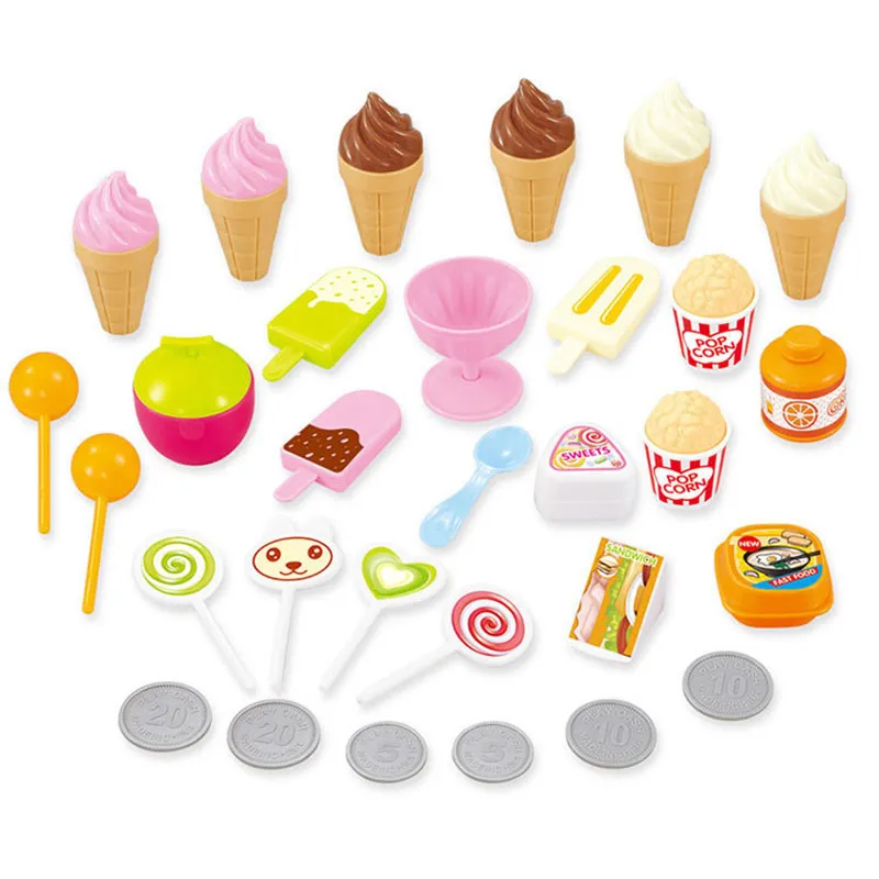 Kitchens Play Food Children Pretend Play Toys Simulation Candy Music Ice Cream Mini Push Car Toy Early Education Toys for Kids Girl Gifts