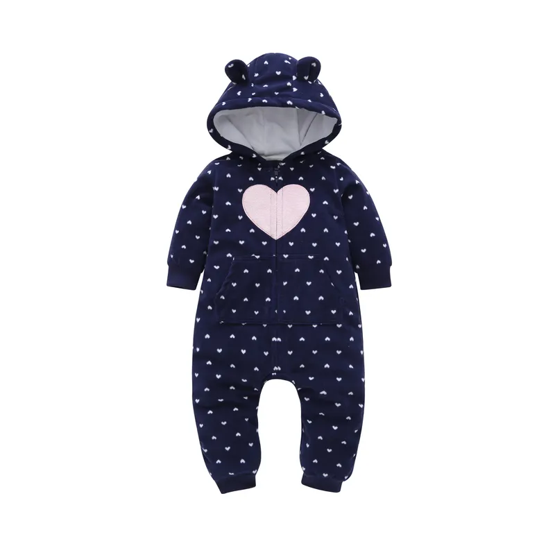  autumn winter newborn baby clothes cotton cute loving heart design one-piece romper hooded Infant baby boy girl Jumpsuit