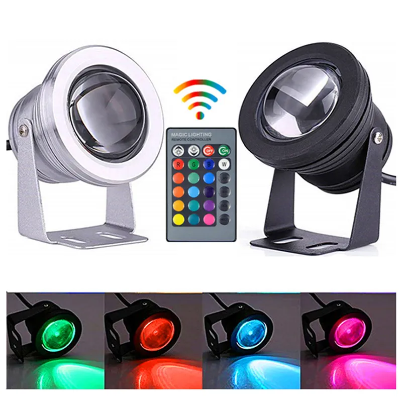 Aluminium Einstellbare RGB LED Unterwasser Licht 10 W 12 V Aquarium Brunnen Pool Licht IP68 Wasserdicht Mit Fernbedienung