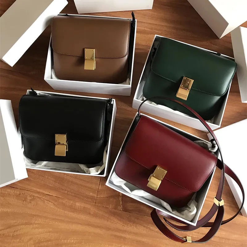 Cross Body 2020 NUEVA LLEGA PEQUEÑA BOLSA CK CK Caja de tofu de cuero genuina Cerrar cuadrado RETRO Crossbody Simple Crossbody