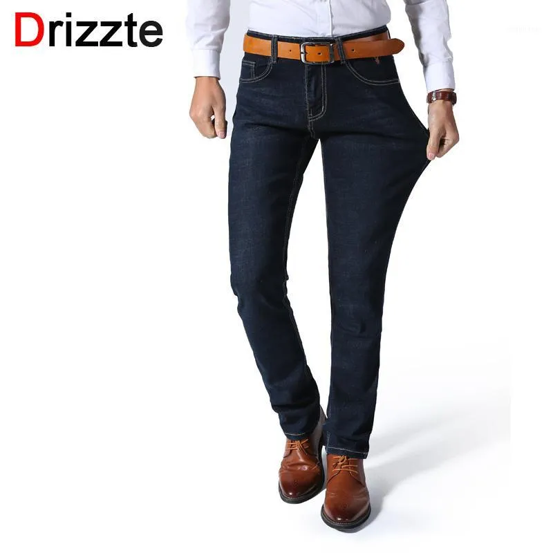 Vente en gros - Drizzte Mens Stretch Jeans Été Léger Denim Mince Noir Bleu Slim Fit Dress Jeans1