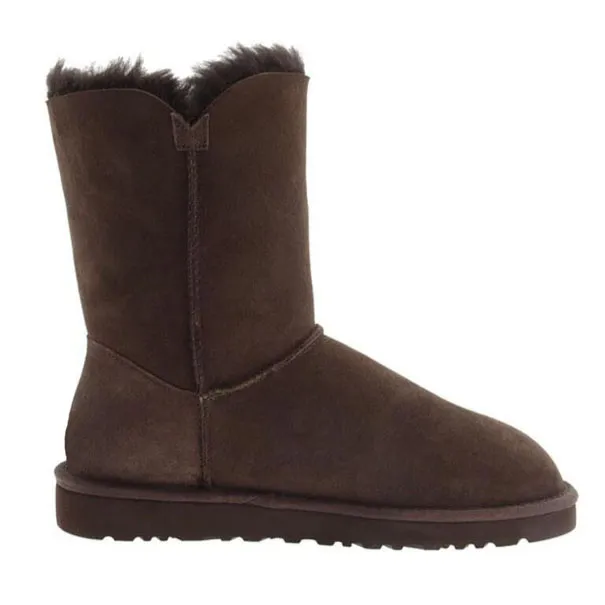 Botas de nieve de invierno a la moda para mujer, botas cortas cálidas de diseñador para mujer, zapatos de un botón para exteriores, alta calidad en línea