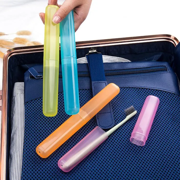 Toothbrush Travel Case Plastic Container Toothbrush Tube Box Transparent Colorful Travel Storage Boxes Accessories Rectangle Boxes LSK2023