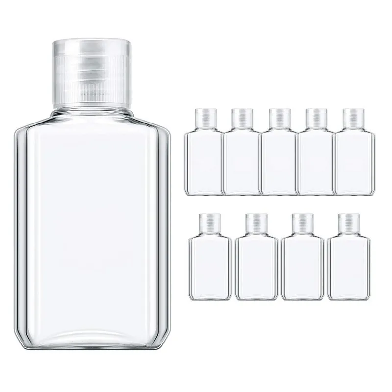 Contenitori da viaggio riutilizzabili per bottiglie vuote in plastica trasparente da 30 ml 60 ml con tappo a scatto per lozione shampoo disinfettante per le mani