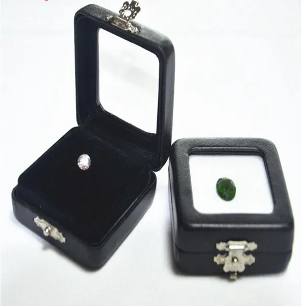 أسود بو الجلود الماس مربع ارتفاع درجة جوهرة عرض مجوهرات صناديق جوهرة ستون المنظم حامل علبة هدية