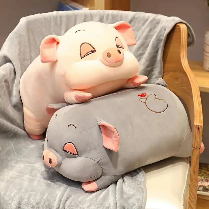 Kawaii Plush Leksaker Sleeping Pig Animal Crossing Plush Peluche Hamster Pillow Plus Blanket Quilt Air Conditioning Pillow Baby Leksaker