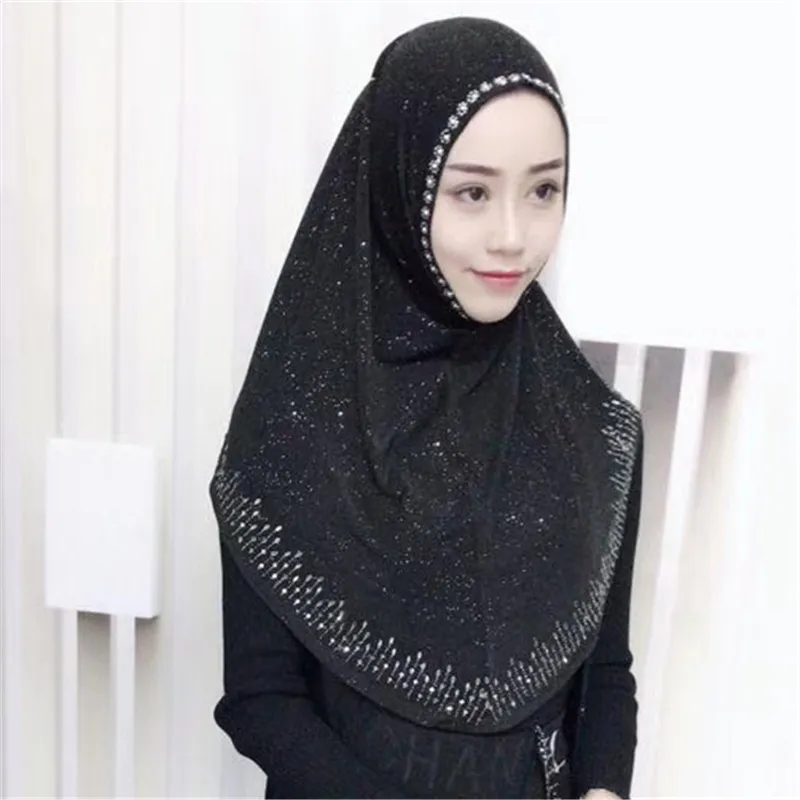 Levantamentos muçulmanos prontos para usar o Hijab Instant Rhinestone Al-Amira Muslima Headband HeadBand Headwarp 201224